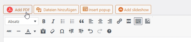 ClassicEditor Werkzeugleiste hat neues Symbol wegen PDF Posts